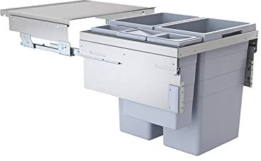 Poubelle de cuisine tri sélectif 4 bacs encastrable 90L (38+38+12+2.5) Hailo Euro Cargo