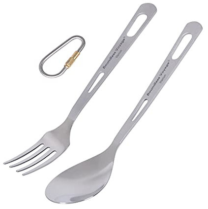 iBasingo Titan Geschirr Set Camping Gabel Löffel Indoor Outdoor Ultraleichtes Besteck Proable Travel Picknick Wandern Rucksack Küche Geschirr Tägliche Utensilien Ti1048T