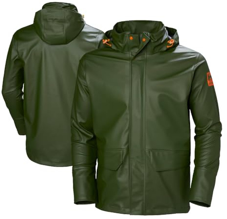 Helly Hansen Gale Mens Rain Jackets - Waterproof Jacket for Men - Stretch Fabric Windbreaker - Packable Hood - 480 Army Green - X-Large