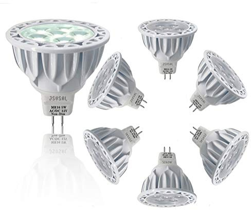 JSVSAL MR16 Led Bulbs 5W Replace 35W 50W Halogen Equivalent,Daylight White 5000K,12V Low Voltage MR16 GU5.3 Spotlight Bulb for Outdoor Landscape Flood Track Lighting,40 Deg,Not Dimmable,6-Pack