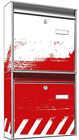 banjado Briefkastenanlage 2 Fach - 2 Briefkästen 36x64x10cm groß - Doppelbriefkasten Set - Namensschild, 2 Schlüssel, Montagematerial - Stahl verzinkt Silber - Motiv Football