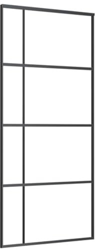 vidaXL Porta Scorrevole in Vetro ESG e Alluminio 90x205 cm Nera