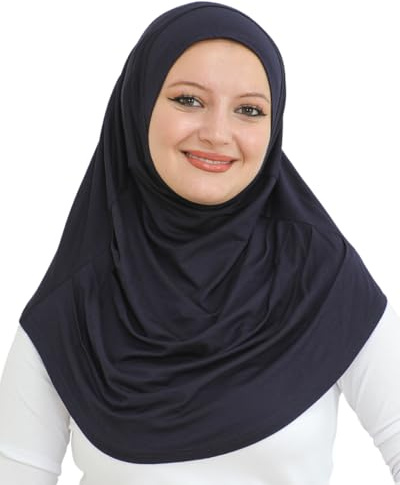 Prien Hijab Prêt À Porter Pour Femme | Long Turban Musulmane | Foulard En Priere Doux | Bonnet Musulman | Islamique Abaya, Prière Bandana Pour Ramadan, Mosquée, Mawlid (Bleu Marine)
