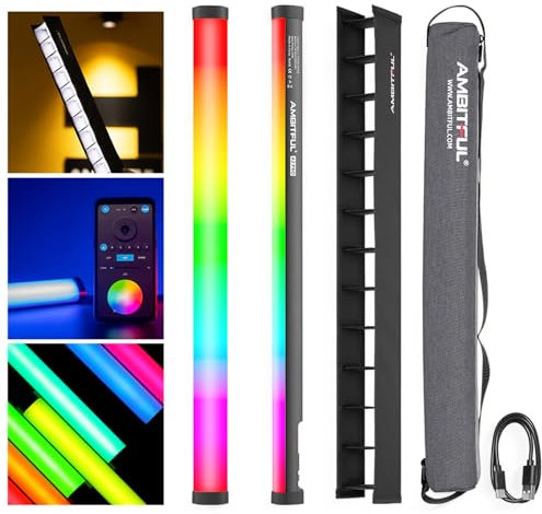 AMBITFUL A2 PRO A2PRO Full-Color RGB Tube Light, CRI 95 TLCI 97 Accurate Color,2500k-8500K Adjustable,RGB CCT HSI Mode, 26 Fx Light Effect,APP Control Support, Brightness Adjustable (A2PRO)