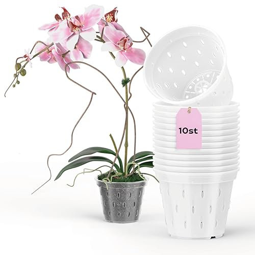 Garten lux 10er-Set Orchideentopfe Transparent D17cm H13cm - Kunststoff Orchideentöpfe mit Löchern-Mesh Pot für Orchideen für den Innenbereich-1.5L