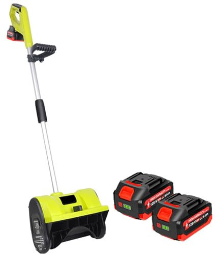 Pala da neve a batteria, spazzaneve elettrico a spinta da 12 pollici, spazzaneve a direzione regolabile con 2 batterie agli ioni di litio, pale da neve elettriche automatiche, spazzaneve ricaricabile