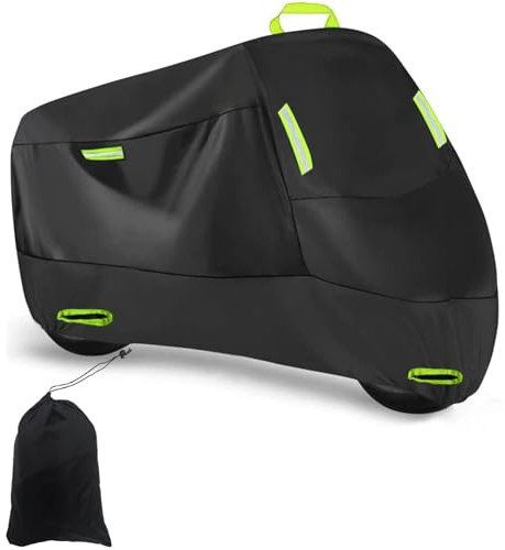 Heavy Duty Motorcycle Cover,300D Oxford Motorbike Cover Waterproof Outdoor,Moped Scooter Cover Rain UV Dust Protection,fit up to 84 inch Bike Bicycle(86.6x37x43inch)