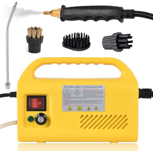 YIWENG Limpiador a vapor portátil de 2500 W, diseño sin tanque, máquina de limpieza a vapor con autocontrol manual de alta temperatura con rociador/cabezal de cepillos para cocina/baño/lechada y azule