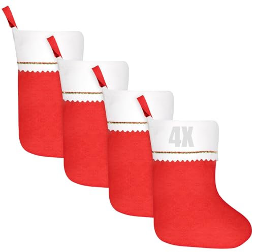 HBWHNIU 4 Weihnachtsstrümpf, Nikolausstrumpf, Befüllen & Aufhängen Nikolausstiefel, Weihnachten Geschenktasche, Weihnachtsdeko für Kamin, Wand, Weihnachtsbaum