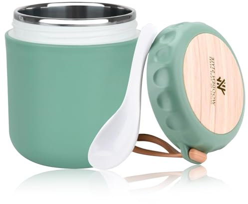 SMYJDMM Thermobehälter für Essen, 400ml Edelstahl Warmhaltebehälter, Warmhaltebehälter Essen Thermobecher Essen Auslaufsicher für Suppen Speisen Babybrei Müsli(Blau)