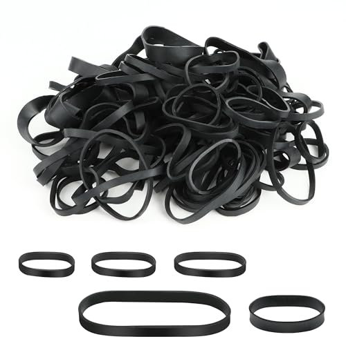 100 Pezzi Elastici in Gomma - 5 Dimensioni, Neri e Spessi, UV Resistenti al Calore e Freddo per Ufficio, Casa, Artigianato Industriale
