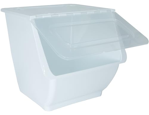 Lot de 3 tri de déchets empilables - 36 l - Blanc - Boîte de rangement avec couvercle avant transparent - Pliable - Caisse empilable