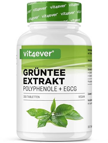 Estratto di tè verde 300 compresse ad alto dosaggio - 2000 mg di estratto di tè verde, 300 mg di EGCG e 1100 mg di polifenoli per dose giornaliera - Tè verde - Vegan
