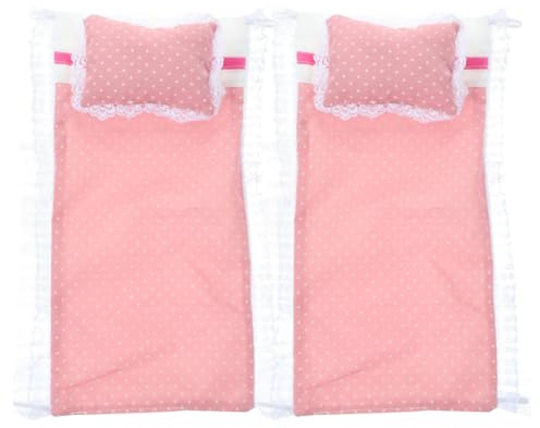 YARNOW 2 Juegos De Sábanas para Muñecas Almohadas para Cama Ropa De Cama para Muñecas Almohadas para Muñecas Mantas para Muñecas Ropa De Cama para Cuna De Muñecas Ropa De Cama para