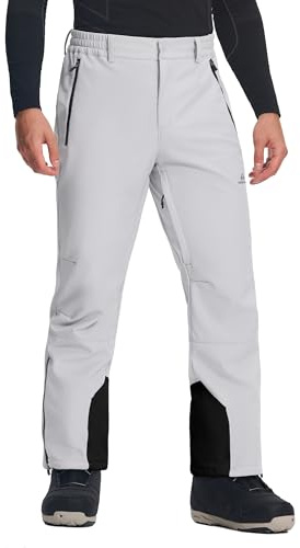 Pioneer Camp Pantaloni da neve impermeabili da uomo 15000+MM H2O, pantaloni da snowboard, pantaloni softshell caldi e antivento, pantaloni termici invernali da sci per uomini con paraneve, Argento, M