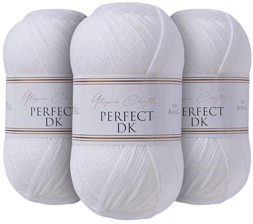 Utopia Crafts DK Double Knitting Yarn 3x 100g (White)