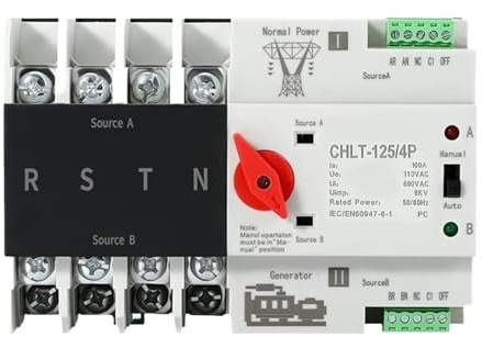 Interruttore di trasferimento automatico a doppia potenza millisecondi senza interruttore di commutazione di potenza 4P 80A, 4P 100A, 4P 125A(4P 80A)