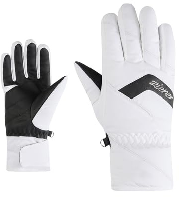 Ziener KARION-Z - Guantes de esquí para Mujer, Impermeables, sin PFC (7,5 cm), Color Blanco
