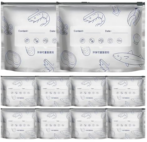 Xijobido Bolsas De Aluminio Para,10 Unidades Sobres Herméticos Reutilizables | Recipientes Reutilizables De Cierre Hermético Con Etiqueta Para Carne Verdura Cocina