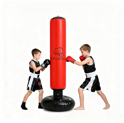 Saco de boxeo inflable, con base de agua estable, equipo de juego activo en interiores para saco de boxeo, patada de objetivo, MMA, karate, columna, sacos de arena, entrenamiento de reflejos