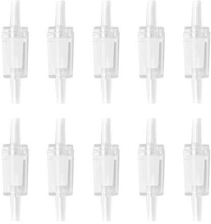 Oxygen Pump Air Pipe 1-Way Check Valve Set, 10 Pack Plastic Non-Return Stop Valves to Prevent Back-Siphoning for Aquarium and Fish Tank Air Pumps, Compatible with 4 mm Air Line Tubing, Red Black White