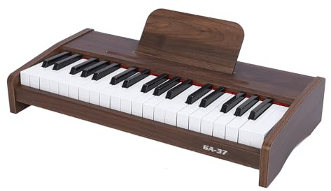 Dilwe Piano Keyboard 37 Key Electric Keyboard with Walnut Grain Design Portable Electronic Piano for Beginners and Professionals 55.5cm Compact Size