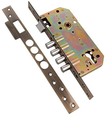 Amig - Serrure à mortaise Mod.100 BASE pour portes en bois d'entrée | Avec poignée réversible | Pour poignées carrées 8 mm | En acier fini cuir