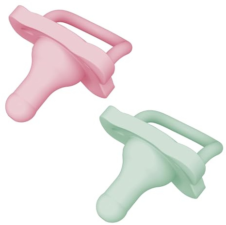 Dr. Brown's HappyPaci - Ciuccio 100% in silicone, design sagomato monopezzo, 0-6 m, senza BPA, confezione da 2, rosa e verde