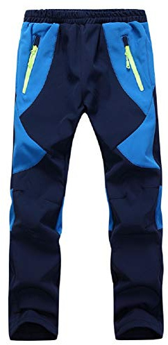 Natashas Jungen Mädchen Softshellhose mit Fleecefütterung Hose Wasserabweisend Winddicht Atmungsaktiv Warm Funktionshose Skihose Regenhose Kinder Sporthose Wanderhose (Dunkelblau, 152/158)