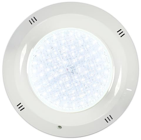 SWIMHOME Foco Piscina LED Superficie Luz Blanco Frío 6000K - 35W 12V AC - Fácil Instalación con Cruceta Estándar, Resistente Agua Salada, ABS