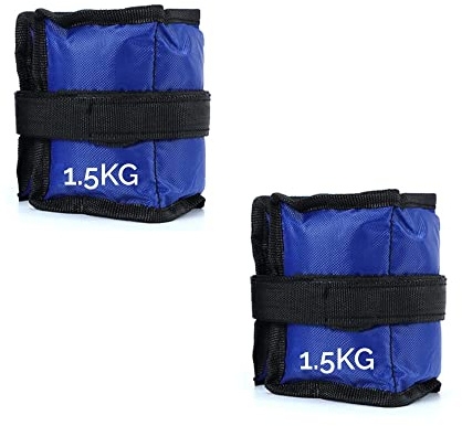 FFitness Poids Poignets et chevilles Wrist/Ankle Weights (2 x 1,5 kg) Poignets de cheville avec sangle réglable Sport Fitness Aérobic, bleu