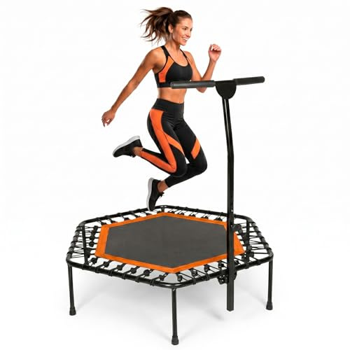 Bonplus BP | Trampolino Elastico Fitness | Trampolino pieghevole | Altezza regolabile | 95 cm di diametro | Maniglia regolabile a 5 livelli | Attitudine fisica | Tappettino Elastico | Fitness