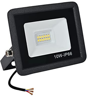 Faretto LED da Esterno 10W, Luce di Sicurezza 1000LM, Proiettore da Esterno 6000k IP66 Impermeabile Per Giardino, Garage, Parcheggio, Cantiere ecc (Bianco Freddo, 10W)