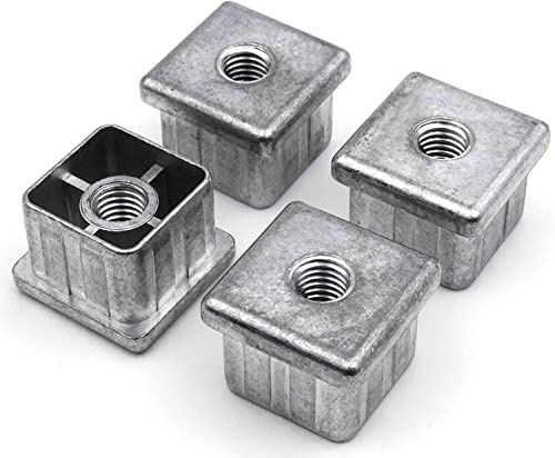 Design61 4 x gängpluggar justeringspluggar för kvadratrör av zinkgjutning 40 x 40 mm x 2,5 mm med inre M10-gänga