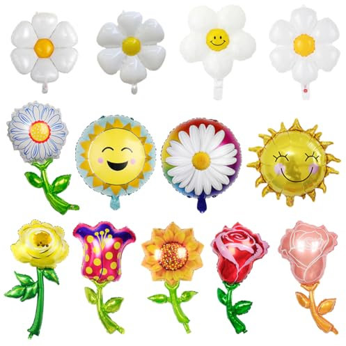 ZOOMPIL Ballons en Aluminium en Forme de Fleur, 15 Pièces Ensemble de ballons en feuille de fleurs, Ballons en forme de fleur, Flower Ballon Anniversaire Enfant Fille Garçon de Fête