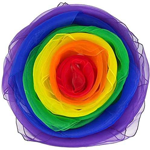 Lolakee Dance Scarves for Kids 12 Pcs - Upgraded Play Scarves for Babies, Toddlers, Children - Movement Square Juggling Silk Music Dancing Scarf - Rhythm Band Pro (6 Colors, 24 x 24)