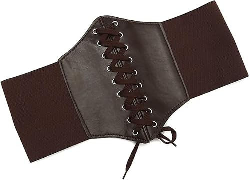 HSAJS Cinturón Corsé Elástico Ajustable Cordones Decorativos Estilo Gótico Faja Ancha Realce Silueta Femenina