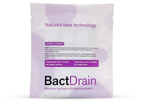 BactPro - BactDrain - Pulizia e manutenzione di sifoni e tubature - Elimina cattivi odori e intasamenti dall’impianto di scarico - Trattamento fino a 12 settimane - Attivatore Biologico - 12 compresse