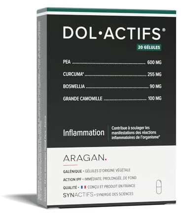 Dolactifs - Complément Alimentaire Anti Inflammatoire - Curcuma, PEA, Boswellia, Camomille - Aragan - 12 Gélules