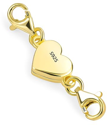 14K Gold Magnetic Necklace Clasps and Closures Heart Double Jewelry Clasps | Magnetic Necklace Clasps 925 Jewelry Making Findings Clasps Heart Ball Magnet Bracelet Convert Connect Necklace Extenders