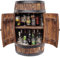 weeco Holzfass - Wein Rack - Flasche Halter Tisch - Fassbar mit tür 80x50cm - Geschenk für einen Mann - Weinregal theke Hausbar handgemacht Vintage-Stil Weinfass Bar