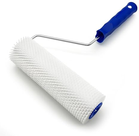 Entlüftungsroller 22cm Latex Boden Selbstnivellierung Estrich Stachelwalze für Epoxy Boden, Estrich Compound Roller Blase entfernen Werkzeug (1 Roller + 1 Rahmen)