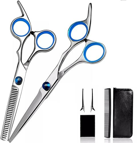 7Pcs Professional Hairdressing Scissors Stainless Steel Hair Cutting Thinning Scissors & Thinning Scissors Precise Haircuts Stainless Steel