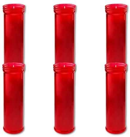 Bricoloco Velones grandes litúrgicos - Vela Roja para santos, yoga, paz. 190x55 mm combustión lenta 120 horas (6)