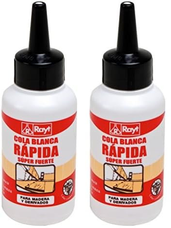 Rayt 038-03 Botellín de cola blanca súper fuerte para madera, papel, cartón, cerámica y todo tipo de materiales porosos, 125gr (Paquete de 2)
