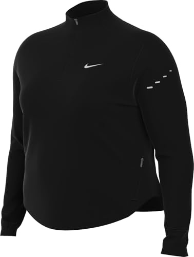 Nike Swift Dri-Fit Uv Half Zip Running Top (Women, Large Sizes), Black/Reflective Silv, HQ0501-010, 1X