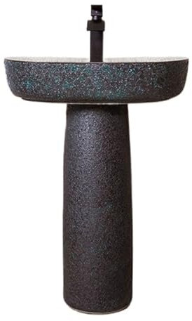 HTTGDGDH Lavabo Colonne en Céramique, Lavabo sur Pied 2 Pièces, Lavabo De Salle De Bain sur Colonne Givré De Style Industriel avec Trou De Robinet Unique(002-One Size)