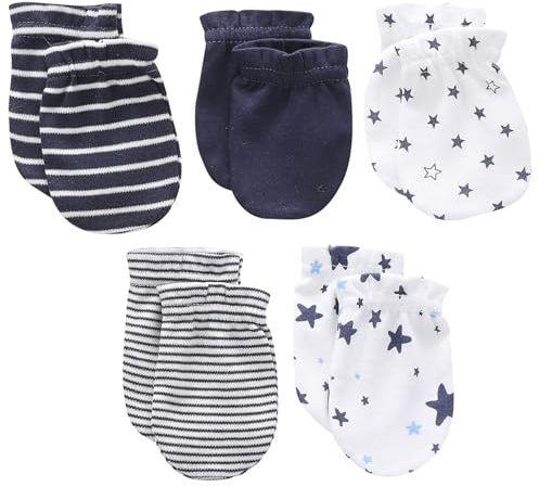 5 par baby inga repor vantar 5 mönster lösa bomull baby vantar 0-6 månader mjuka bekväma tvättbara nyfödda handskar för pojkar flickor.