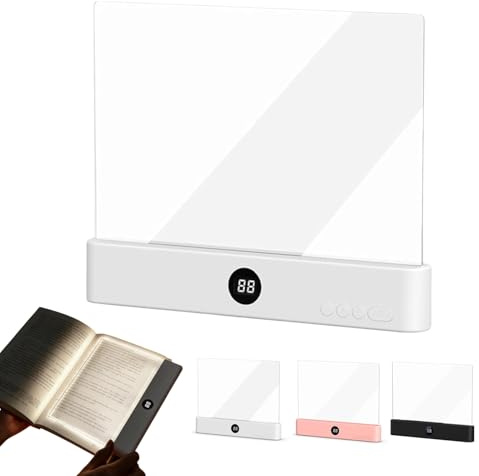 Leselampe Buch, Smart LED Panel Booklight mit 3 Farben und Timer, Multifunktionale Buchlampe auch als Nachttischlampe & Nachtlicht, USB Wiederaufladbare Buchlicht für Nachtlesen ins Bett (Weiß)