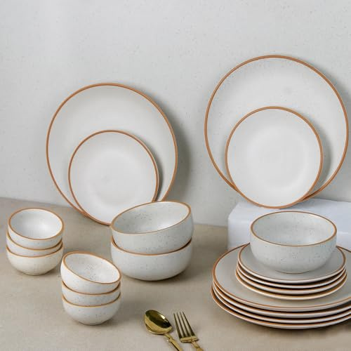 Dinner Set - 18 Pcs, Serving for 6 | Lightweight, Chip Resistant, Bone Ash Free Crockery | Microwave & Dishwasher Safe |Ideal for Daily Use, Servings & Gifting